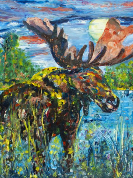 Heather Pedersen's oil painting "Marsh Mellow Moose"