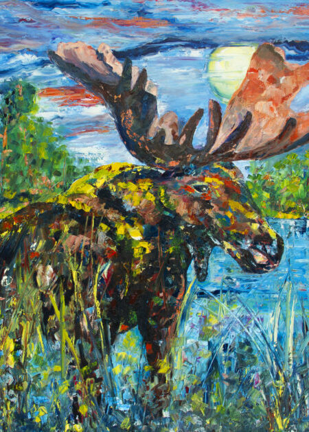 Heather Pedersen's oil painting "Marsh Mellow Moose"