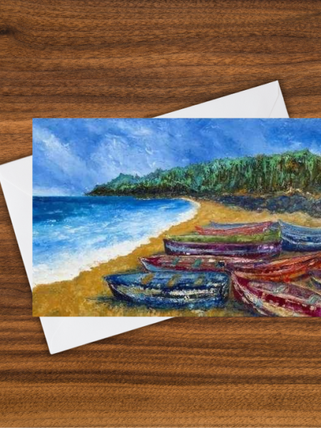 Pondicherry Boats Greeting Card