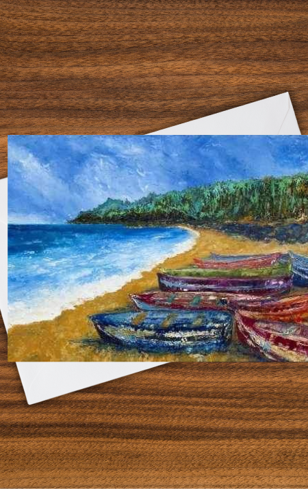 Pondicherry Boats Greeting Card