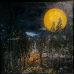 "Moonlit Blaze" palette knife oil painting by Heather Pedersen