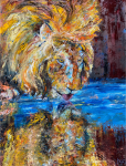 "Those Lion Eyes" palette knife painting by Heather Pedersen