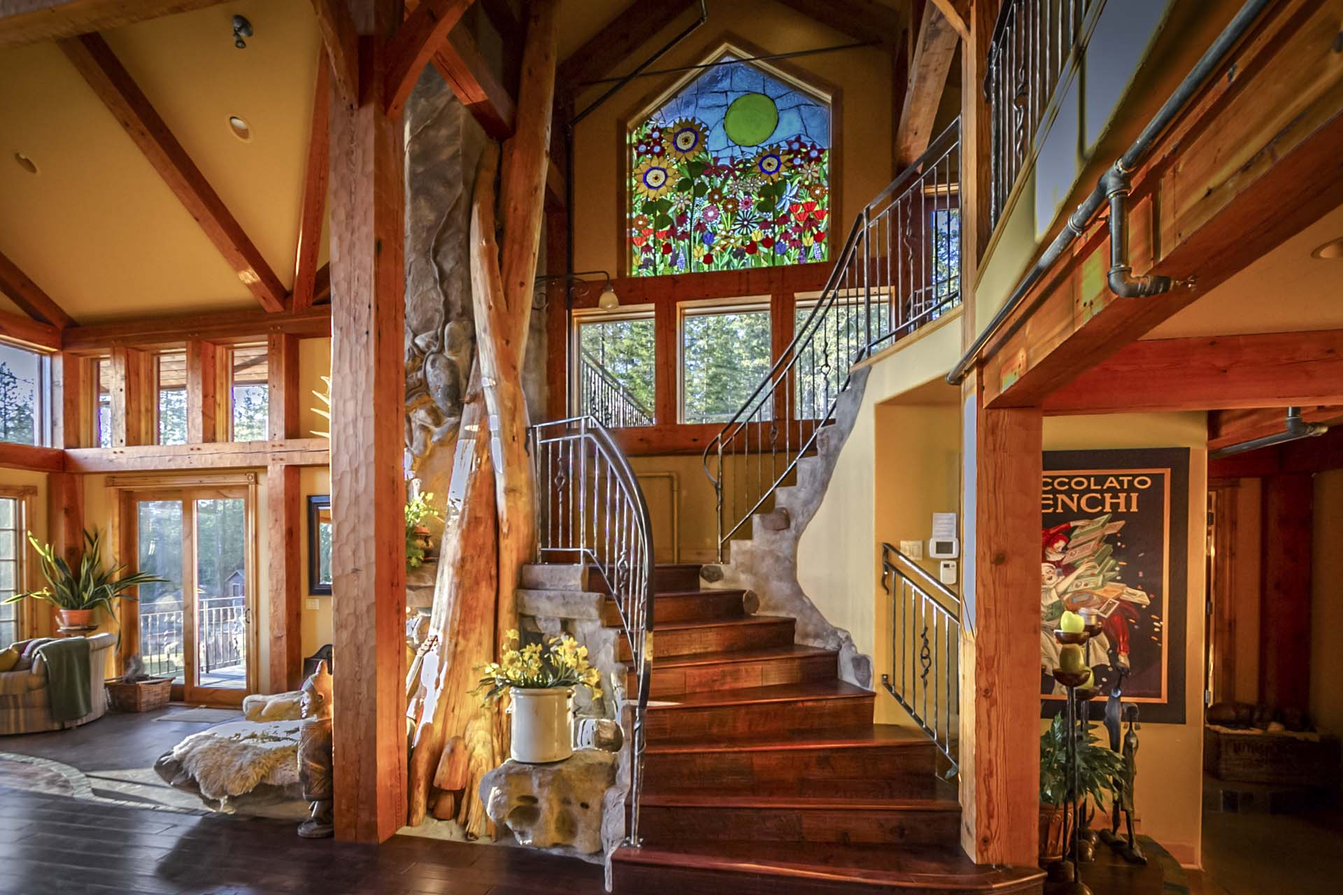 The stairwell inside Talus Rock Retreat