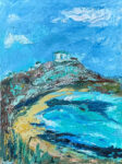 "Coastal Vibes" oil painting cropped to the dimensions of a greeting card