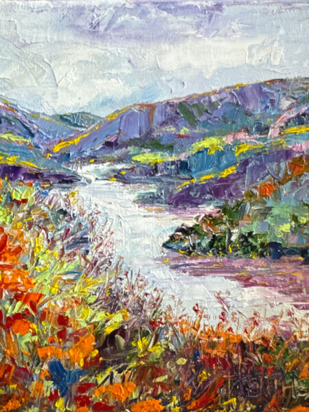 "Corkscrew Creek" palette knife painting by Heather Pedersen