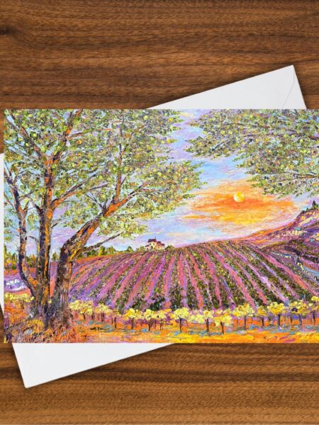 Vineyard Dawn single Greeting Card