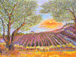 "Vineyard Dawn" palette knife oil painting by Heather Pedersen