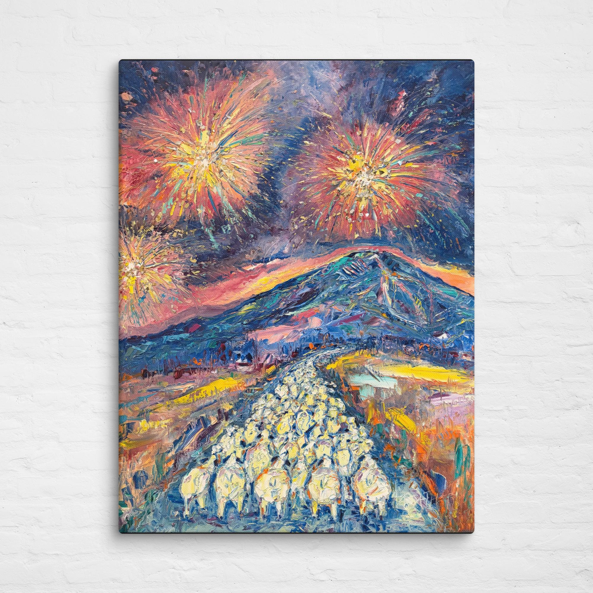 Fireworking the Flock (Stretched Canvas)